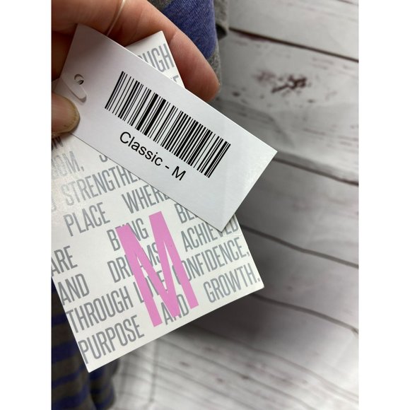 Lularoe Purple‎ Gray Short Sleeve Striped Classic Tee Top NWT Size Medium - Picture 8 of 11